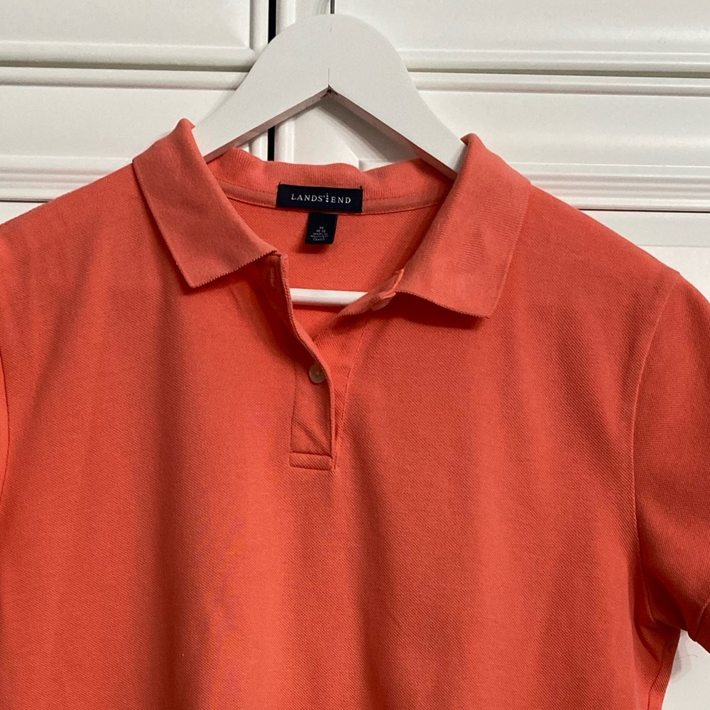 Lands’ End Women’s Size Medium 10-12 Orange Short Sleeve Polo Shirt Top Golf - Picture 3 of 9